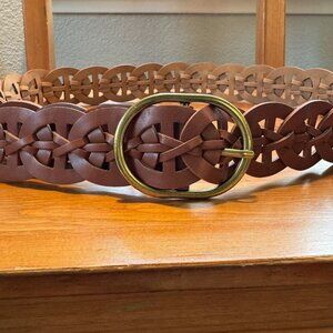 Target Braided Faux Leather Belt With Brass Buckle For Women Size Large
